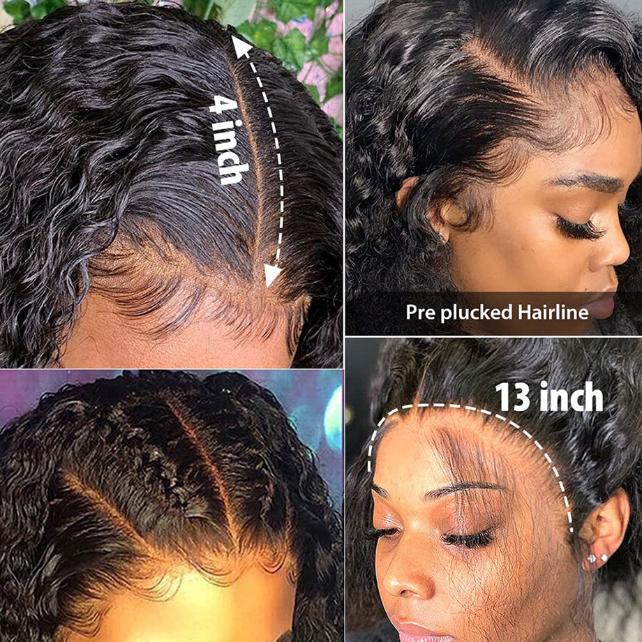 Deep Wave T Part Frontal Wig Human Hair