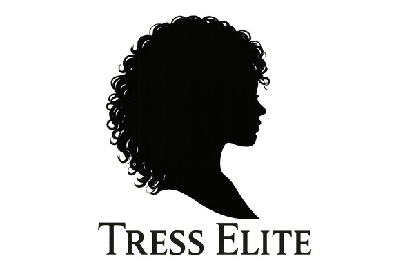 a silhouette curly haired lady with tress elite at the bottom